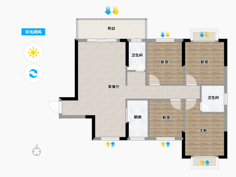 广西壮族自治区-玉林市-天润盛府-104.51-户型库-采光通风