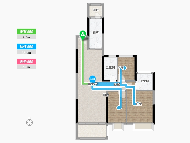 江苏省-徐州市-恒大滨河左岸-98.95-户型库-动静线