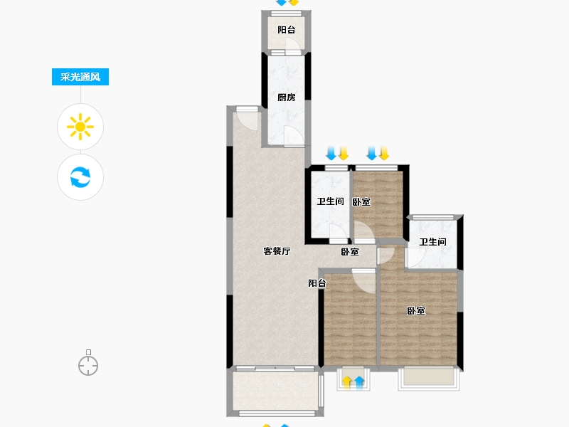 江苏省-徐州市-恒大滨河左岸-98.95-户型库-采光通风