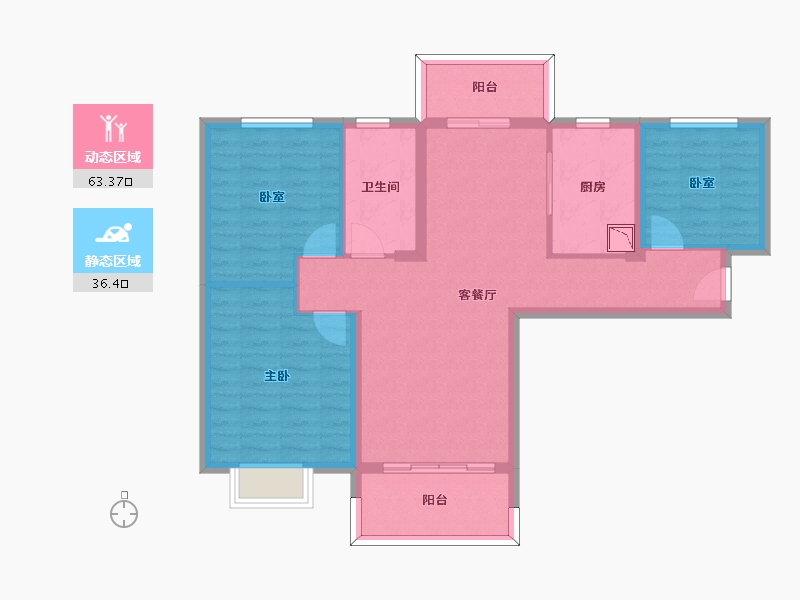 江苏省-无锡市-鸿景雅园-88.99-户型库-动静分区