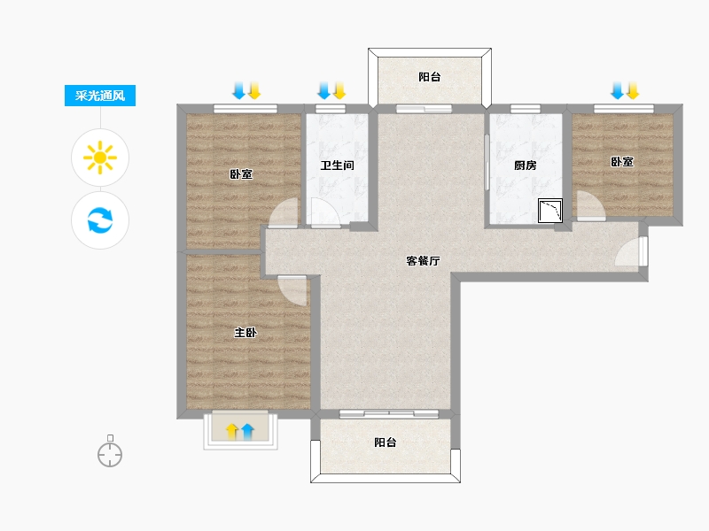 江苏省-无锡市-鸿景雅园-88.99-户型库-采光通风