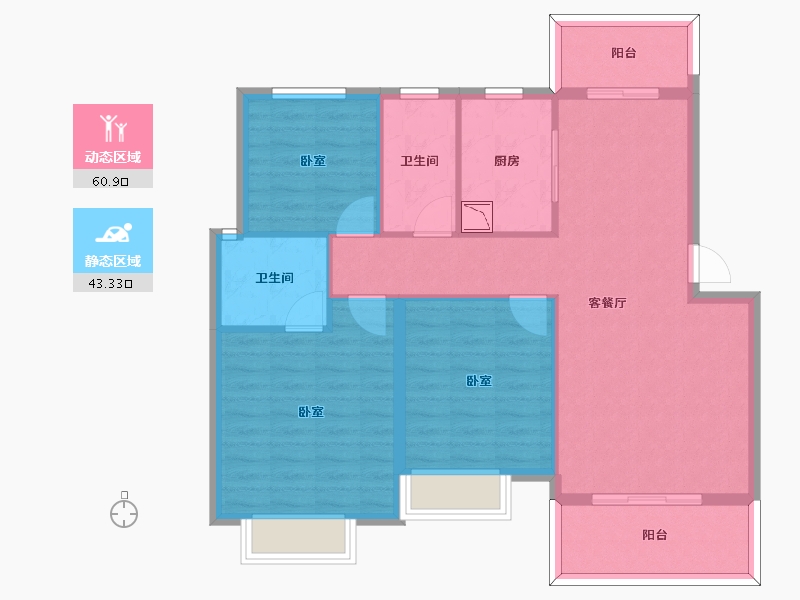 江苏省-无锡市-鸿景雅园-94.00-户型库-动静分区