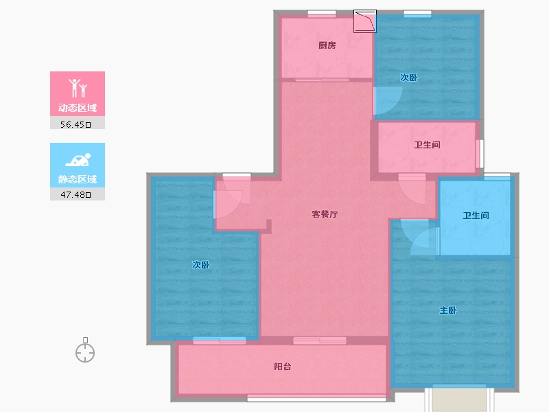 江苏省-南通市-万科翡翠东第(万科院子)-94.00-户型库-动静分区