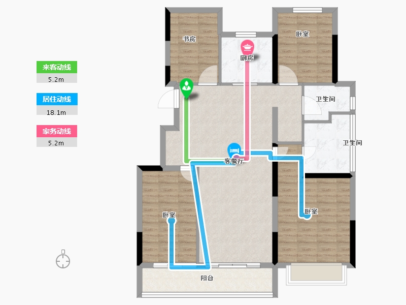 浙江省-杭州市-祥生绿都京杭府-107.99-户型库-动静线