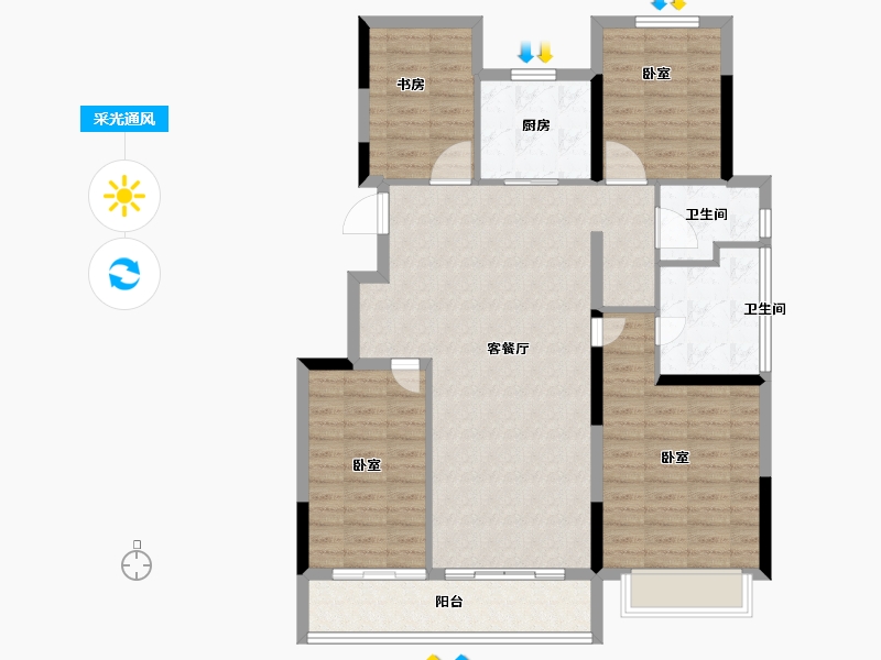 浙江省-杭州市-祥生绿都京杭府-107.99-户型库-采光通风