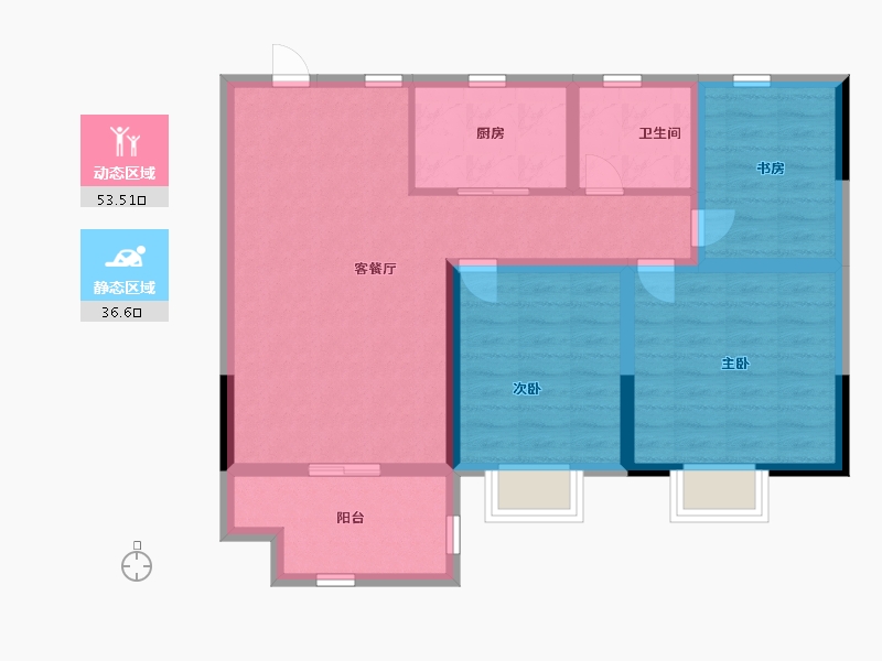 江苏省-南通市-欣鹏·锦茗雅居-80.00-户型库-动静分区