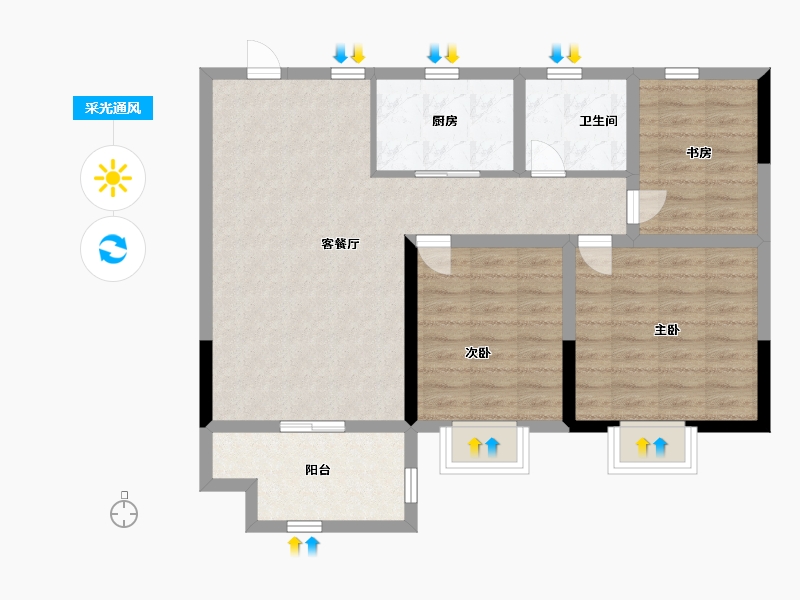 江苏省-南通市-欣鹏·锦茗雅居-80.00-户型库-采光通风