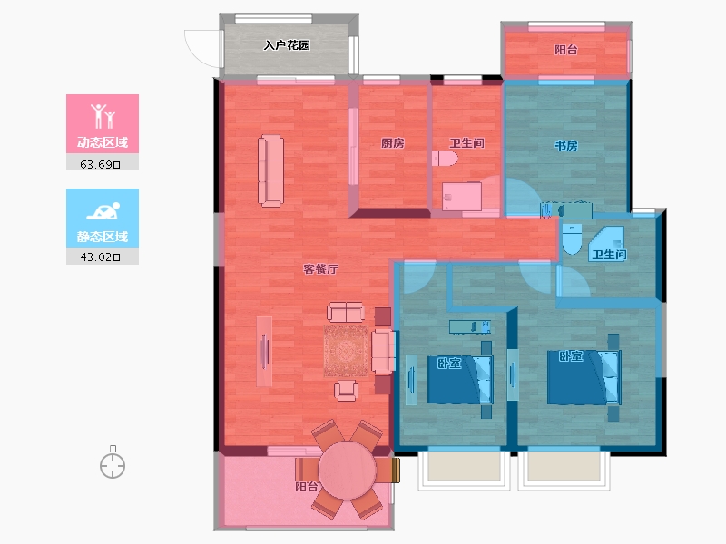 江苏省-扬州市-扬州万达广场-100.00-户型库-动静分区