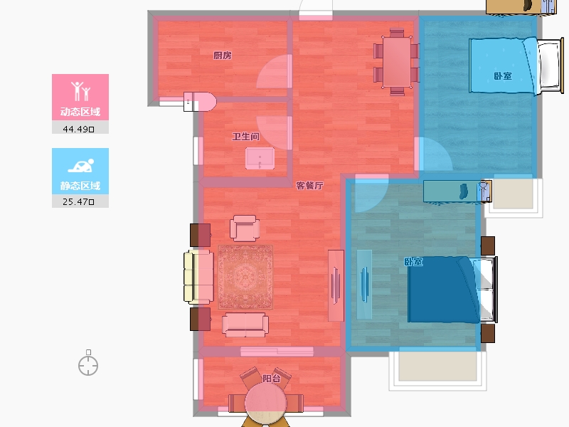 江苏省-南京市-金瓴湾-62.00-户型库-动静分区