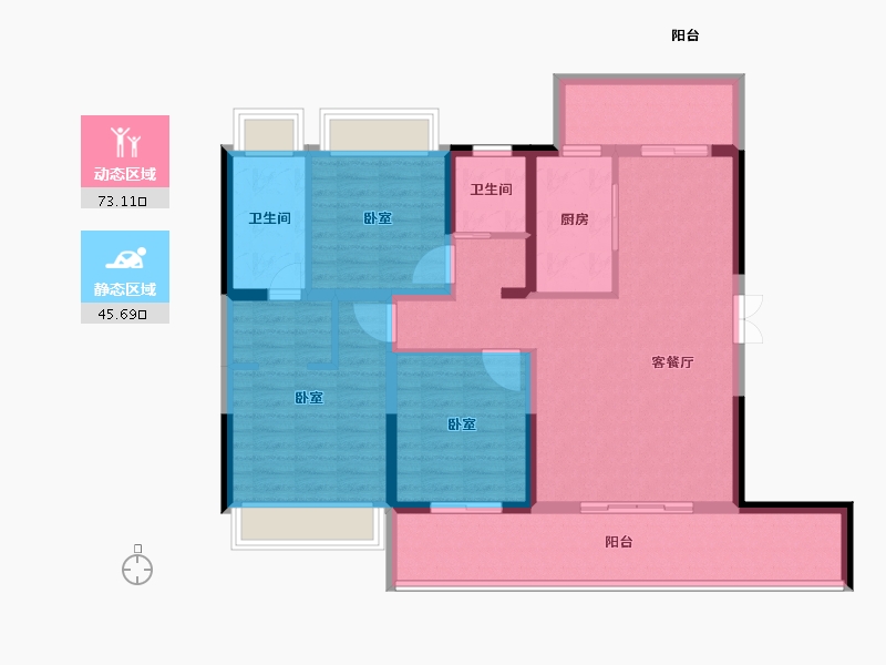 江苏省-常州市-燕湖壹號-106.00-户型库-动静分区