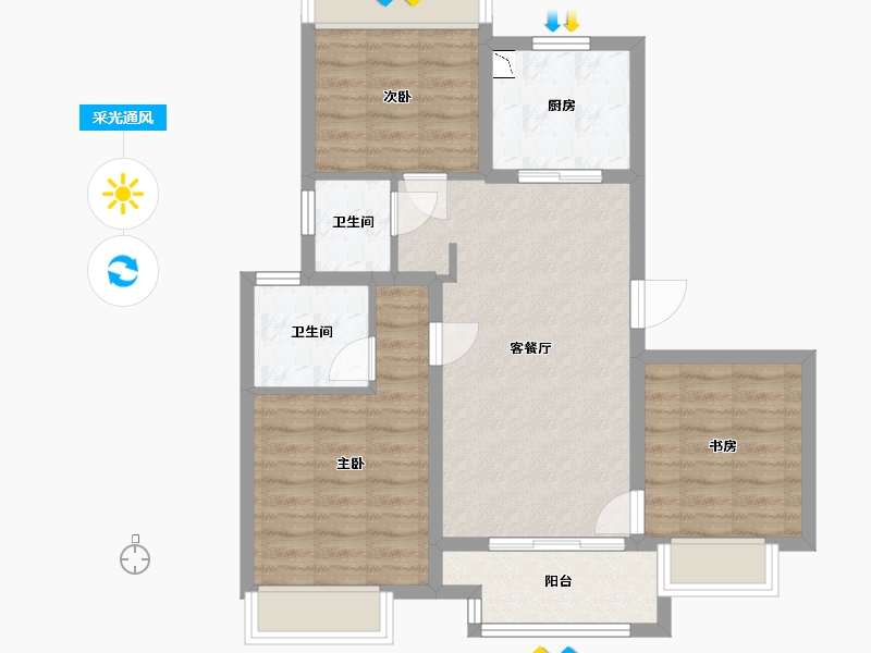 上海-上海市-莫里斯花源-72.58-户型库-采光通风