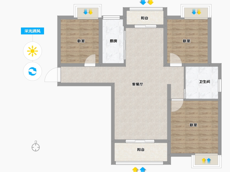 江苏省-泰州市-久源尚郡-88.00-户型库-采光通风