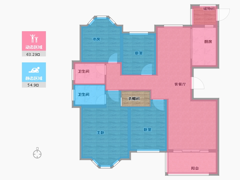 江苏省-扬州市-蜀冈金地-108.29-户型库-动静分区