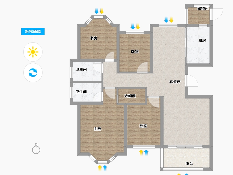 江苏省-扬州市-蜀冈金地-108.29-户型库-采光通风