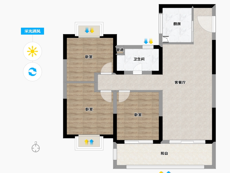 江苏省-苏州市-旭辉都会上品-81.90-户型库-采光通风