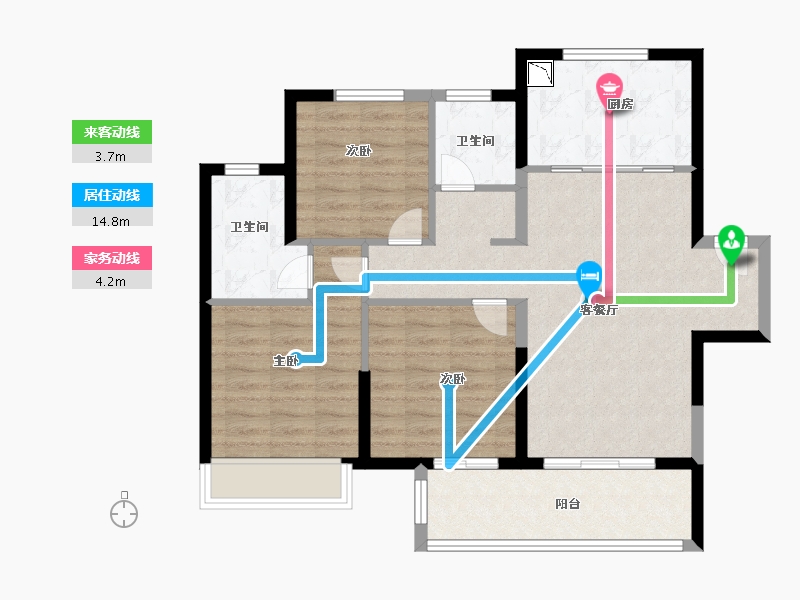 江苏省-徐州市-融创玉兰公馆（住宅）-86.00-户型库-动静线