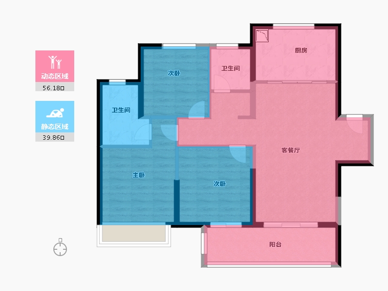 江苏省-徐州市-融创玉兰公馆（住宅）-86.00-户型库-动静分区