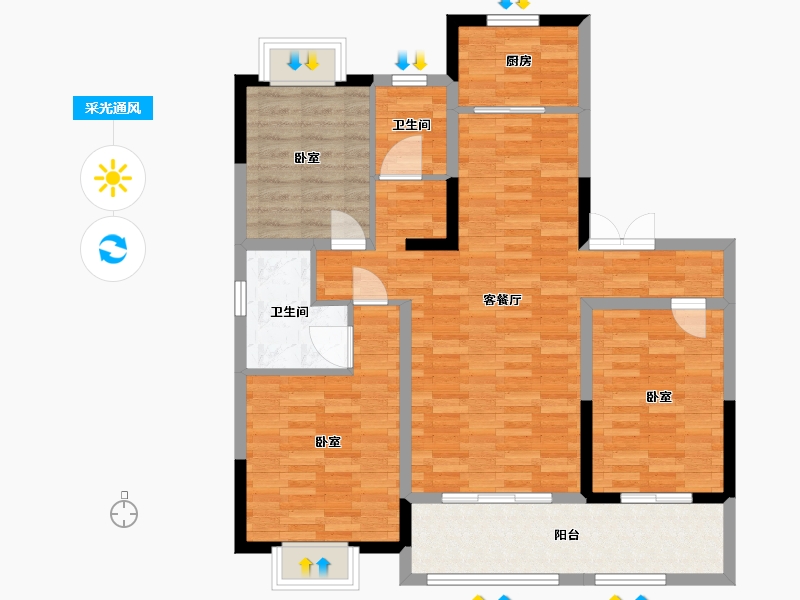 江苏省-扬州市-一观园-102.01-户型库-采光通风