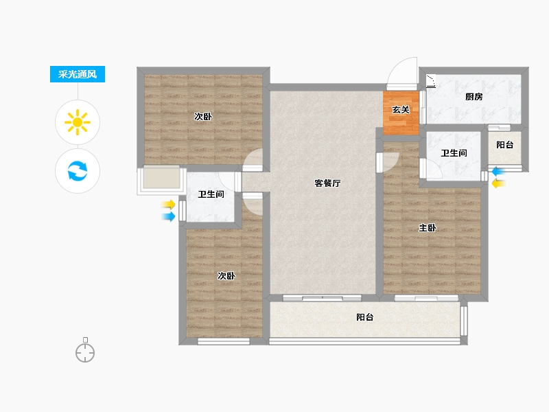 陕西省-宝鸡市-水木华院-97.00-户型库-采光通风