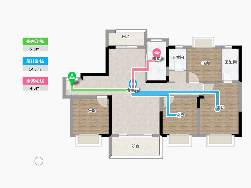 江苏省-扬州市-宝应碧桂园·天悦公馆-104.13-户型库-动静线