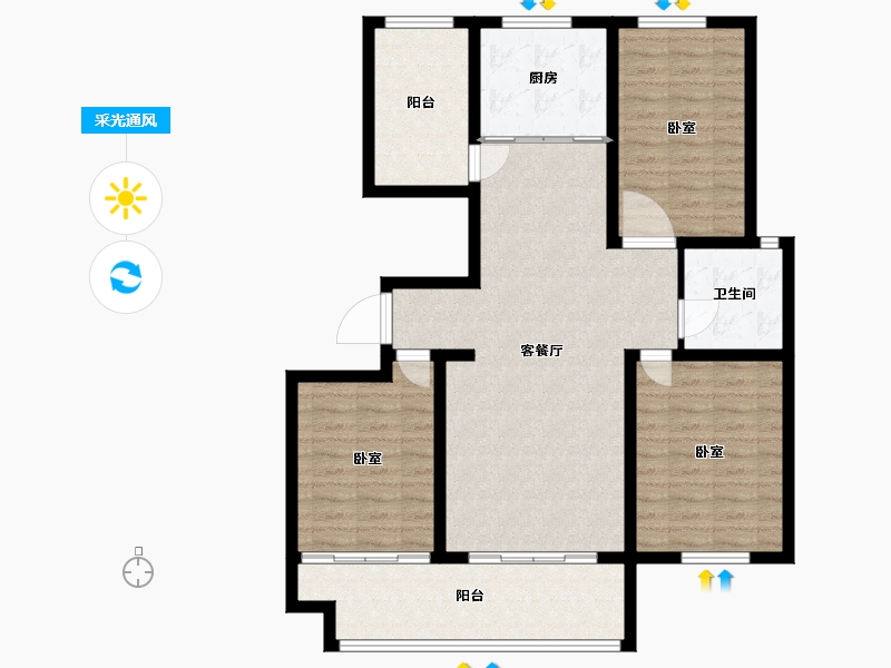 江苏省-镇江市-天怡天颐城·和园-103.00-户型库-采光通风