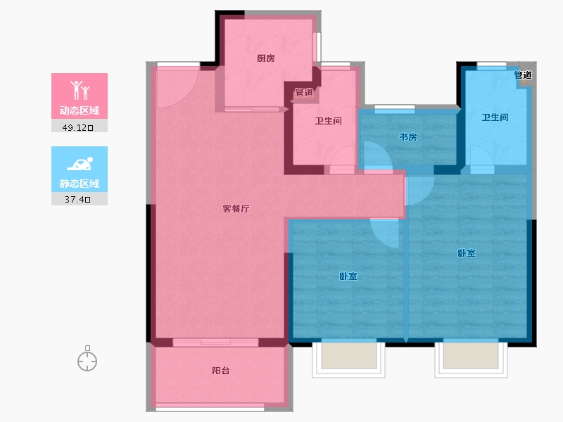 江苏省-苏州市-和风名筑-77.00-户型库-动静分区