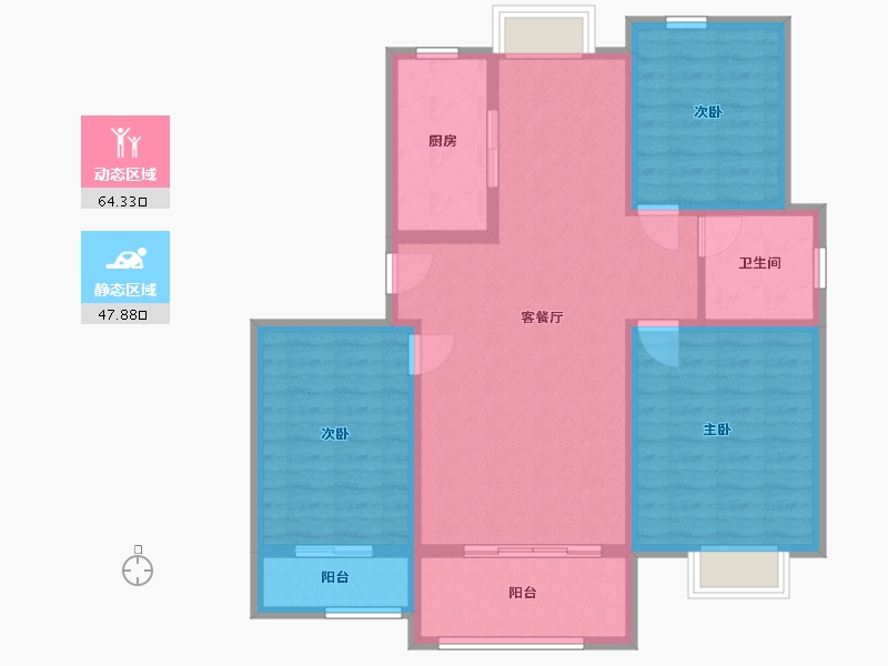 江苏省-盐城市-时代国际-100.70-户型库-动静分区