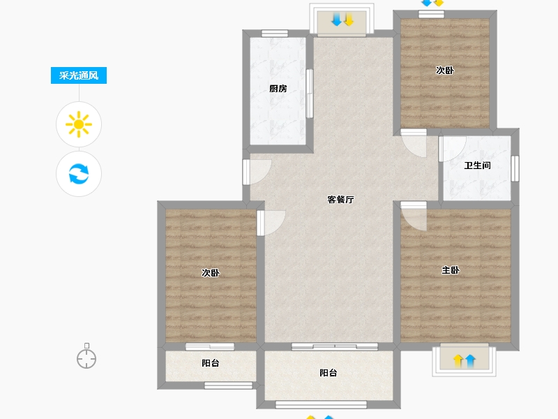 江苏省-盐城市-时代国际-100.70-户型库-采光通风