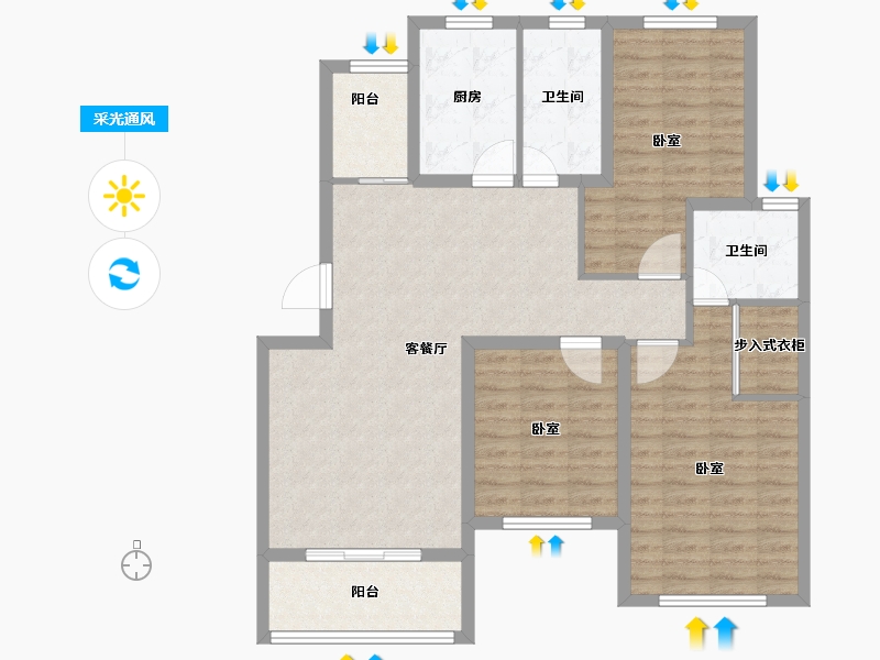 江苏省-泰州市-晨兴七里香溪-102.00-户型库-采光通风