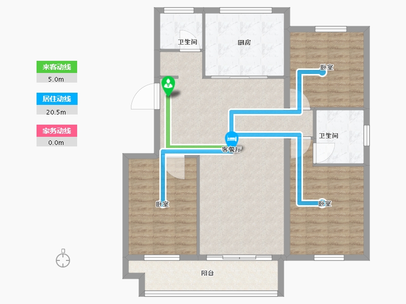 江苏省-泰州市-宇业·天逸名邸-103.30-户型库-动静线