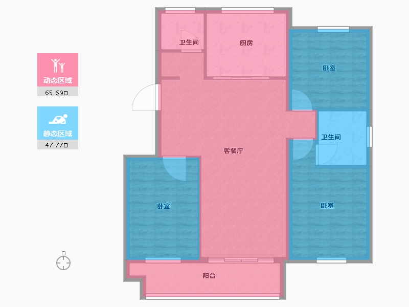 江苏省-泰州市-宇业·天逸名邸-103.30-户型库-动静分区