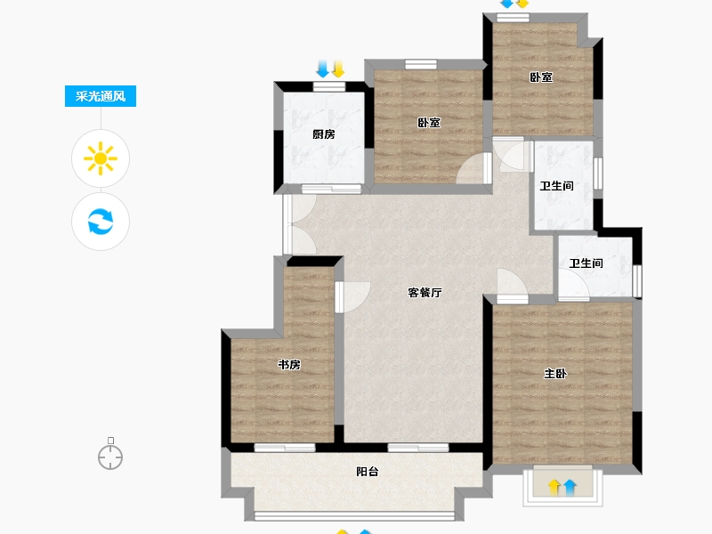 江苏省-镇江市-金科祥生·悦园-98.00-户型库-采光通风