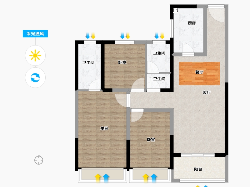 江苏省-宿迁市-金鹰国际花园·上苑-97.00-户型库-采光通风