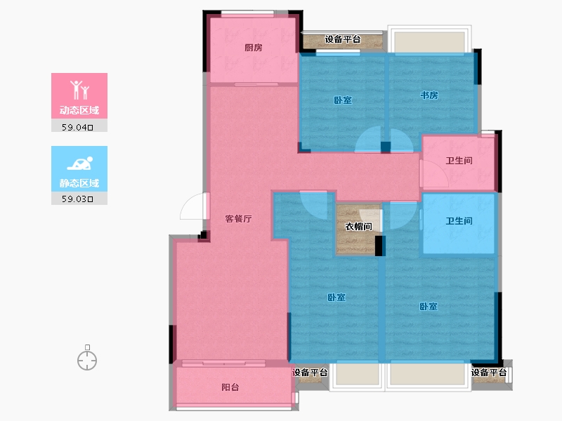 江苏省-苏州市-融创金成·湖山赋-112.40-户型库-动静分区