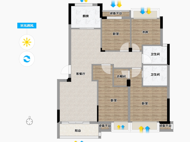 江苏省-苏州市-融创金成·湖山赋-112.40-户型库-采光通风