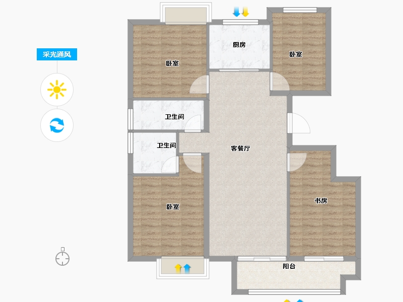 江苏省-扬州市-邗建福瑞苑-109.36-户型库-采光通风