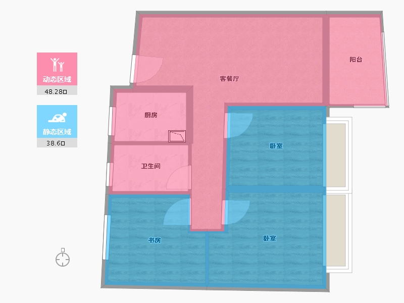 江苏省-镇江市-远洋香奈城三区-76.73-户型库-动静分区