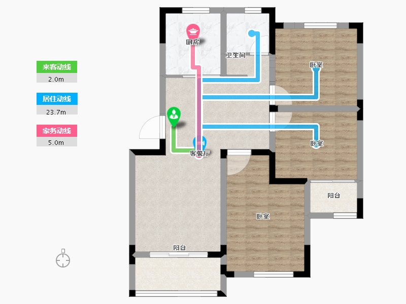 江苏省-泰州市-晨兴七里香溪-87.00-户型库-动静线