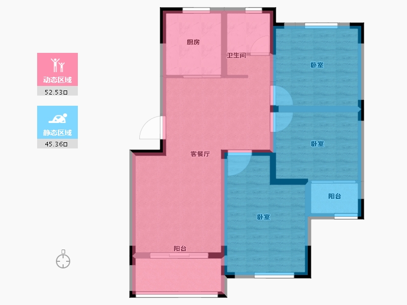 江苏省-泰州市-晨兴七里香溪-87.00-户型库-动静分区