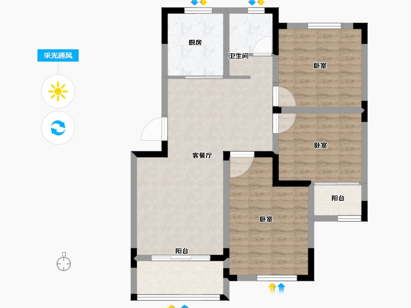 江苏省-泰州市-晨兴七里香溪-87.00-户型库-采光通风