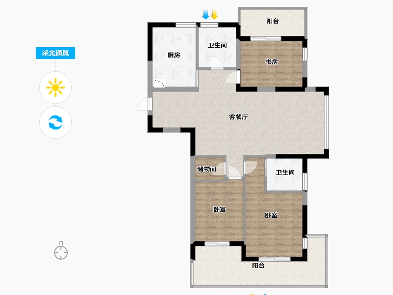 江苏省-镇江市-天波龙韵-104.00-户型库-采光通风