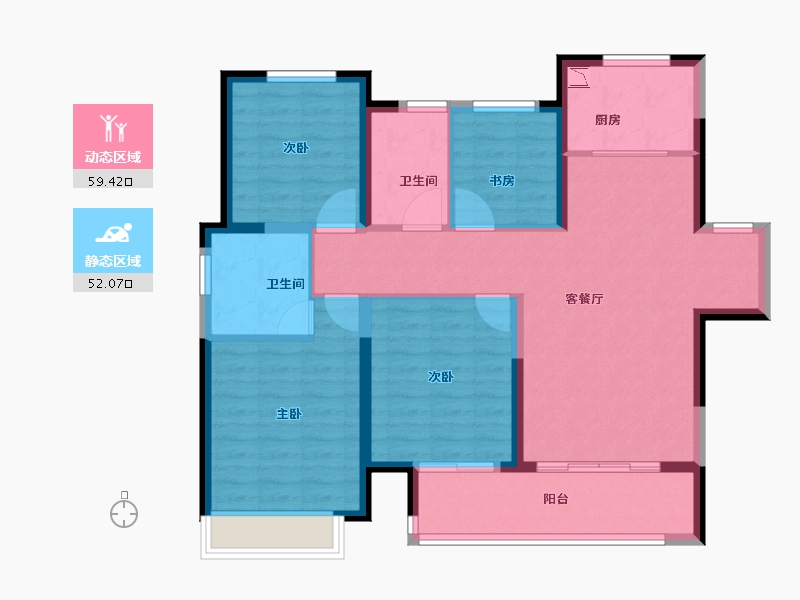 江苏省-徐州市-融创玉兰公馆（住宅）-100.00-户型库-动静分区