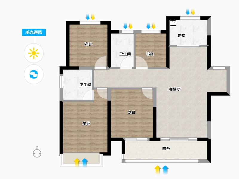 江苏省-徐州市-融创玉兰公馆（住宅）-100.00-户型库-采光通风