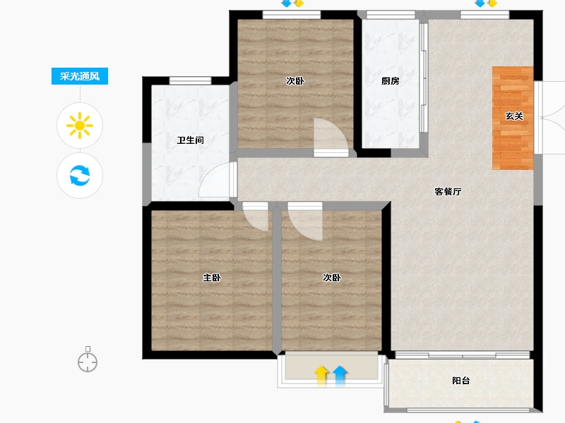 甘肃省-天水市-恒盛瑞府-106.00-户型库-采光通风