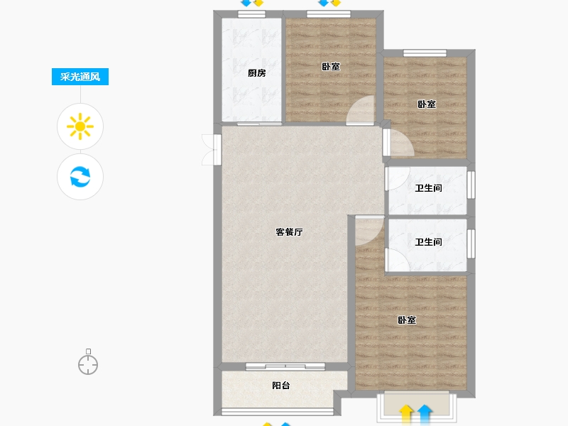 甘肃省-天水市-恒顺锦润悦府-95.70-户型库-采光通风