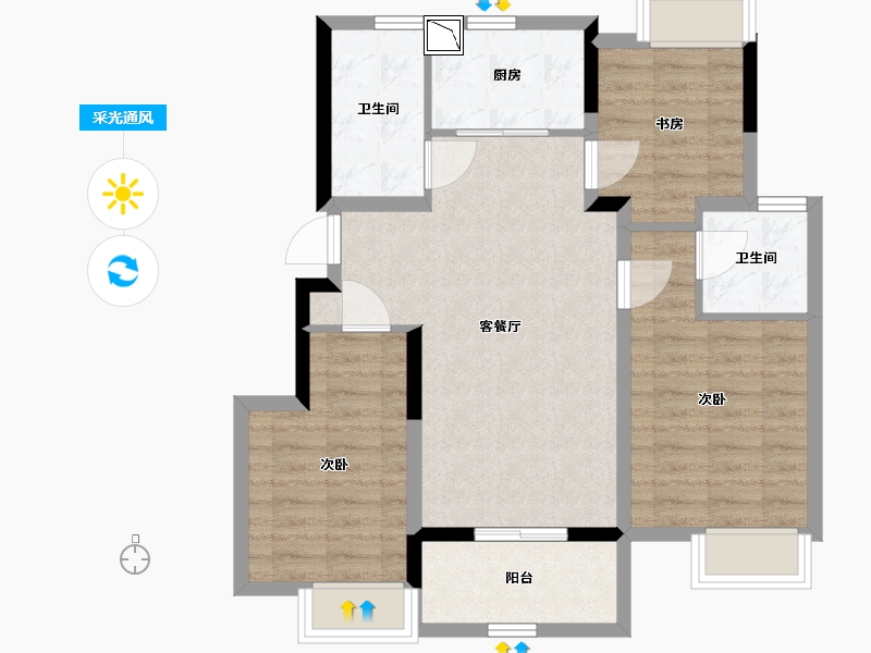 江苏省-南通市-世茂·江海天成-78.00-户型库-采光通风