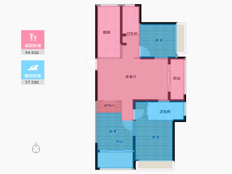 江苏省-南通市-优山美地名邸-110.00-户型库-动静分区