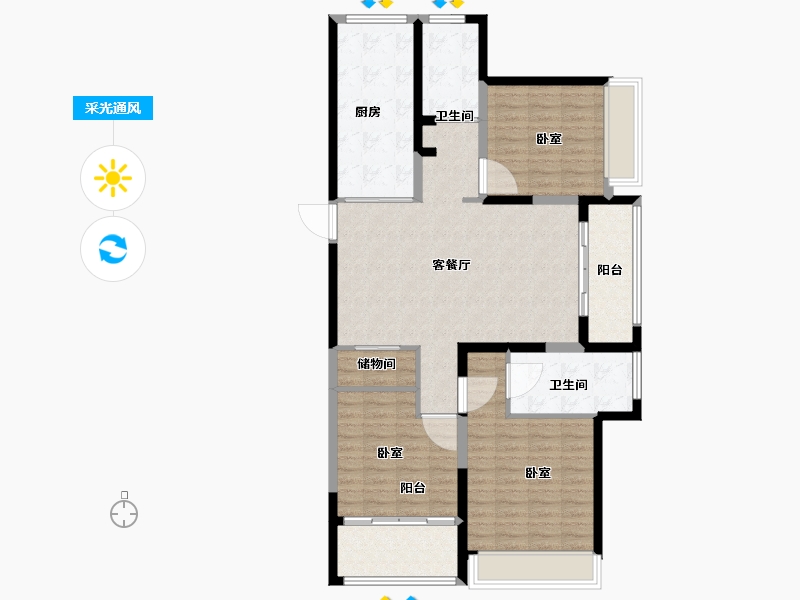 江苏省-南通市-优山美地名邸-110.00-户型库-采光通风