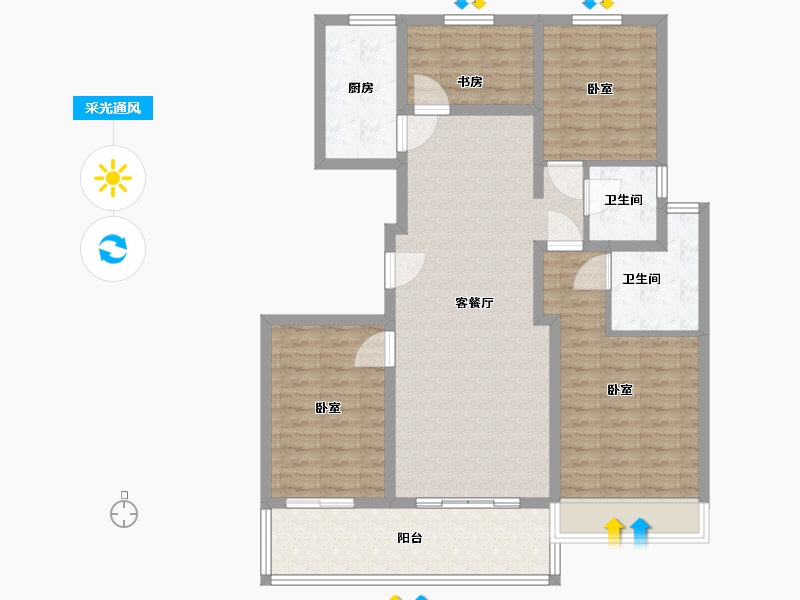 江苏省-镇江市-天怡珑蟠里·九珑苑-104.00-户型库-采光通风