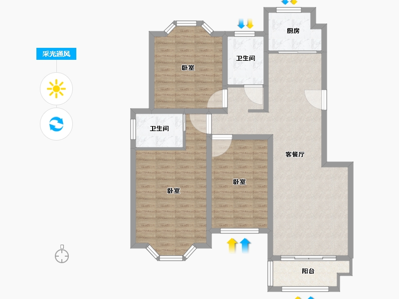 江苏省-盐城市-富方东方绿洲-98.01-户型库-采光通风